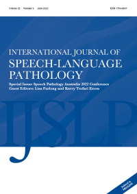 Cover image for International Journal of Speech-Language Pathology, Volume 25, Issue 3, 2023