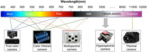 Figure 1. The spectral wavelengths/bands that different sensors contained.