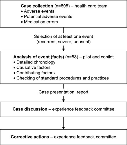 Figure 1 Procedure for experience feedback committee performance implemented in the intensive care unit of the University Hospital in Grenoble.
