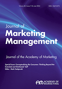Cover image for Journal of Marketing Management, Volume 40, Issue 7-8, 2024