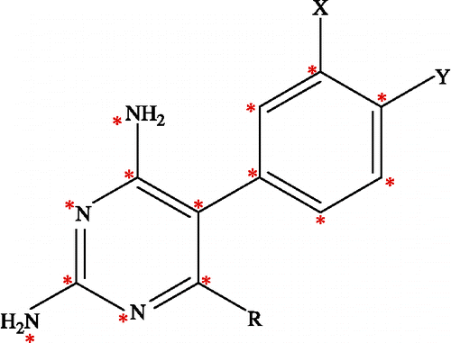 Figure 1.  Template structure of 5-phenyl-2,4-diamonopyrimidine derivatives.