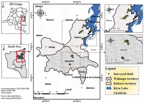 Figure 1. Walungu and Kabare territoires maps in South Kivu province.