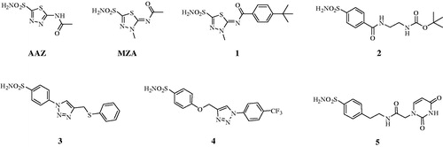 Figure 2. Sulphonamide compounds investigated for their effect on the growth of P. tricornutum cells.