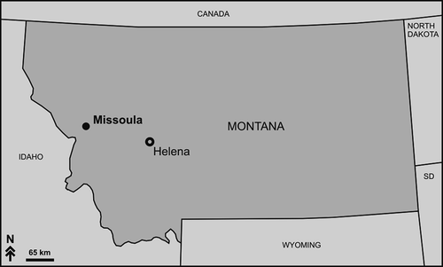 Figure 1. Map of Montana, with the city of Missoula included.