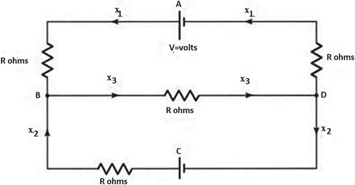 Figure 2. Illustrates the engineering application's usage of the electrical network problem in Example 1.