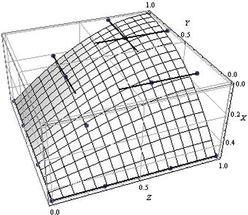 Figure 2. Bezier surface with control points (the inverse view).