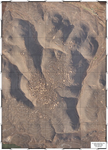 Figure 4. Aerial image of MMA 1. Note the sand-filled depressions pock-marking the plateau (map produced by Frank Stremke).