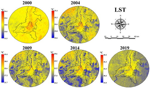 Figure A3. Land surface temperature maps for study area.