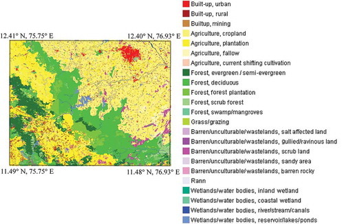 Figure 2. Land-use map of Grid 5, chosen for the spatial comparison of latent heat flux (Source: Bhuvan data portal, NRSC, ISRO).