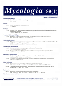 Cover image for Mycologia, Volume 89, Issue 1, 1997