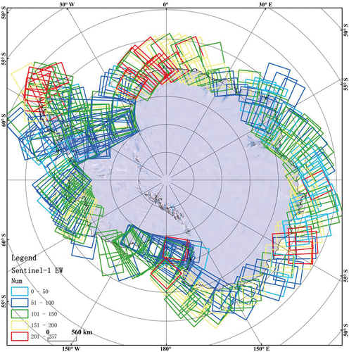 Figure 2. Coverage of Sentinel-1 data in Antarctica, revised based on Google earth.