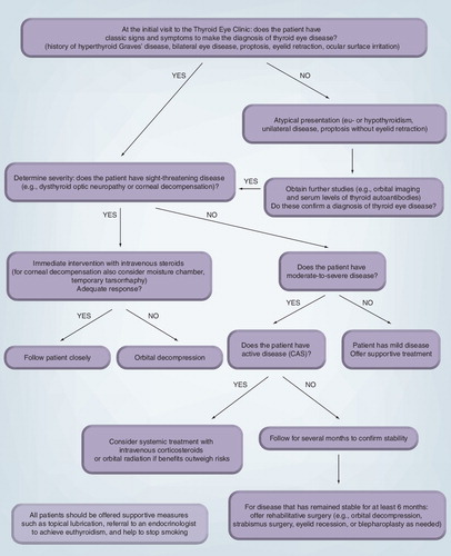 Figure 1. Algorithm for the management of patients with thyroid eye disease.CAS: Clinical activity score.