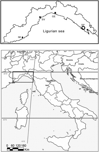 Figure 1. Location of the study area in the region of Liguria (north-western Italy).