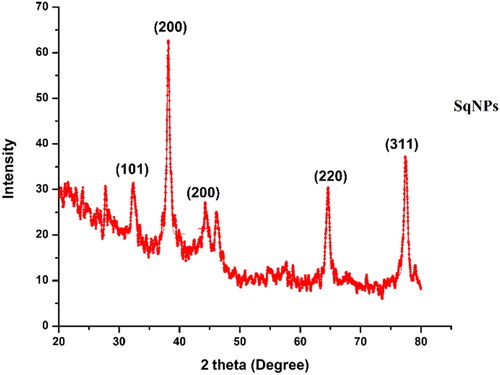 Figure 8. XRD spectra of Sq-AgNPs.