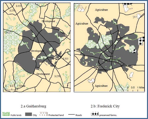 Figure 2. Gaithersburg and Frederick City.Source: Maps created by Leif Zumstein.