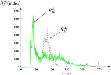 Figure 4 Illustration of two normalized histograms (issue of the industrial application).