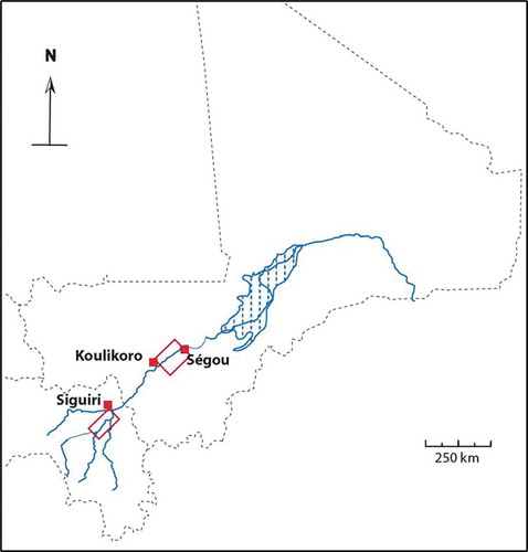 Figure 1. Map of the two study areas in Guinea and Mali