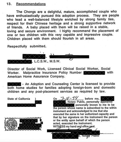 Figure 5. Redacted Excerpt from the Social Worker’s Homestudy Report