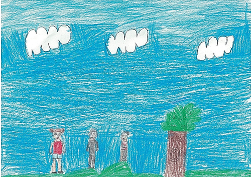 Figure 1. Drawing on ‘community’ by pupil, aged 10, Mullabally.