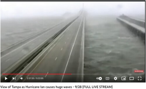 Figure 1. Screenshot of a stream of Hurricane Ian depicting a coastal road near Tampa (USA).