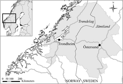 Figure 1. Map of Jämtland and Trøndelag. Credit to Arie Stoffelen.