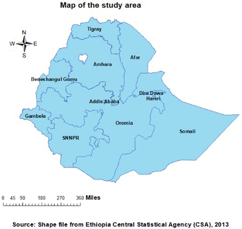 Figure 1. Map of study area, Ethiopia.