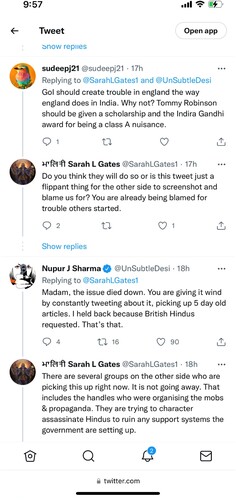 Figure 7. Twitter exchange among Hindutva accounts regarding Robinson.