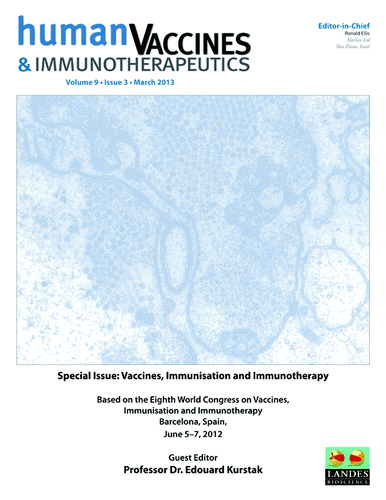 Figure 1. Cover of Human Vaccines and Immunoterapies Volume 9, Issue 3 (March 2013).