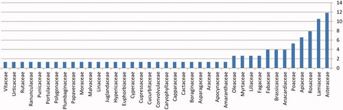 Figure 1. Plant families commonly used in ethnomedicinal survey of central region in Syria (Homs and Hama).