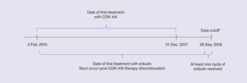 Figure 1. Study period. â€ Patients may have still been receiving eribulin at the time of data cutoff.