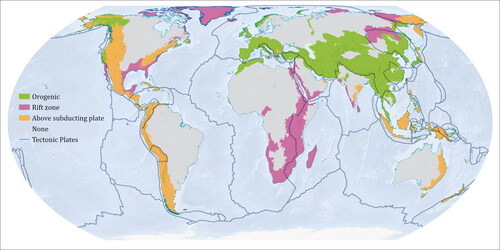 Figure 9. Deterministic tectonic processes for landforms (1:200,000,000 scale).