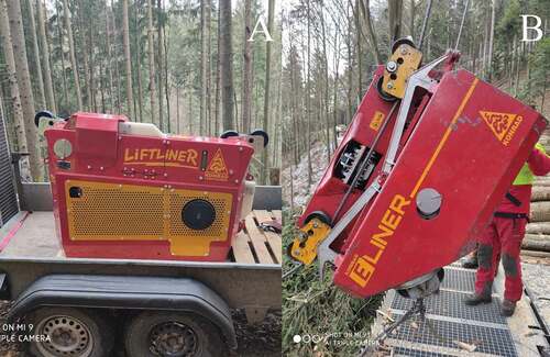 Figure 1. Carriages employed in the study: LIFTLINER (a) and ELINER (b)