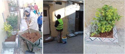 Figure 7. Al Mutamaizoon team small scale greening and painting dilapidated houses to improve the neighbourhood aesthetics. Images are courtesy of Rania Alkouz.