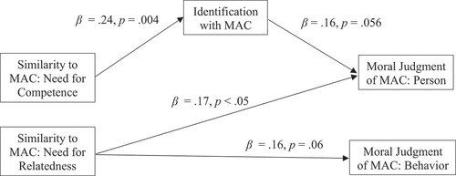 Figure 1. Statistical model of the effect of similarity in basic needs on moral judgment.