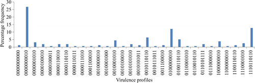 Figure 3. Frequencies of virulence profiles identified among extra-intestinal E. coli.