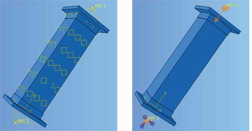 Figure 6. Interface model and boundary conditions in the models of eccentrically loaded columns.