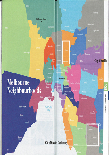 Figure 1. Selected ethnically diverse suburbs in Melbourne. Printed brochure. Courtesy: City of Melbourne and Visit Melbourne.