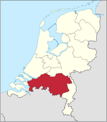 Figure 1. Location of Noord Brabant Province in the Netherlands. Source: https://nl.wikipedia.org/wiki/Noord-Brabant.