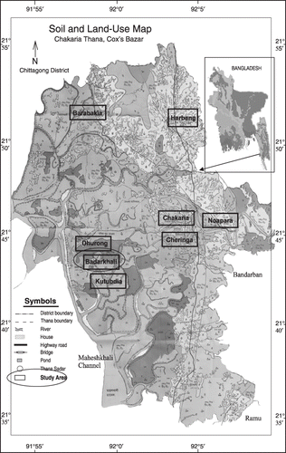 Figure 1  Site map of the study area (oval) in Cox Bazar, Bangladesh.