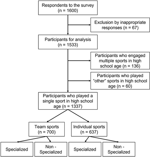 Figure 1 Inclusion and categorization of participants.