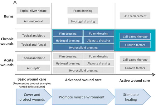 Figure 3. The different levels of wound care applied for distinct wound categories.