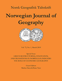 Cover image for Norsk Geografisk Tidsskrift - Norwegian Journal of Geography, Volume 73, Issue 1, 2019