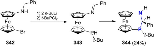 Scheme 200. Preparation of ferrocene-containing P,NH-acetal.[Citation683]