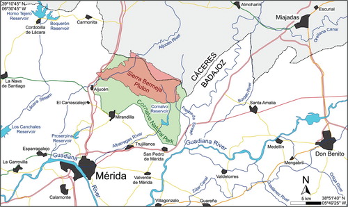 Figure 1. Geographical map showing the location of the Sierra Bermeja Pluton.