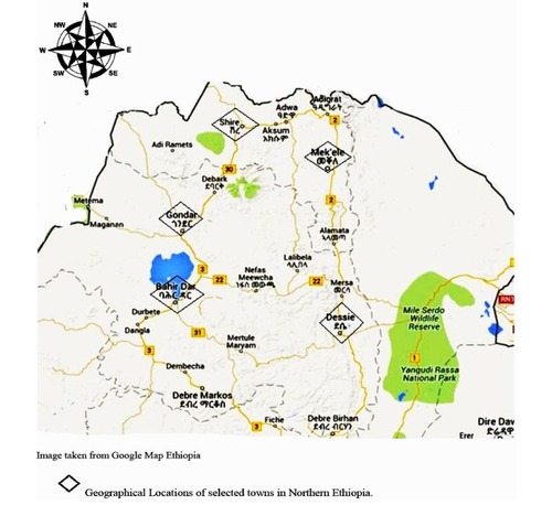 Figure 1 Geographical locations of study sites.