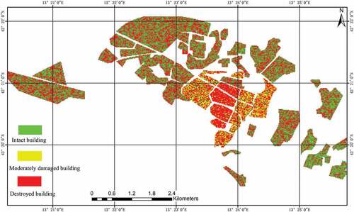 Figure 13. Distribution map of earthquake damage using the TFSCD method