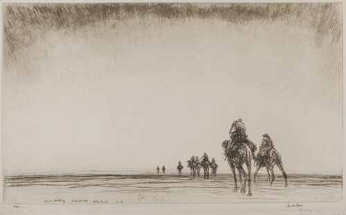 Figure 7. James McBey, Dawn: The Camel Patrol Setting Out, 1919, etching, 226 × 382 mm. © Aberdeen City Council (James McBey).