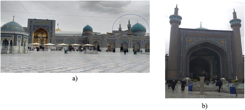 Figure 4. Goharshad Mosque: a) the dome, b) the mosque.