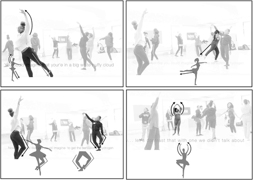 Figure 6. Girls using different specific ballet movements as resources.