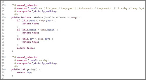 Figure 7. Example 3 JML class localdatesimulator.